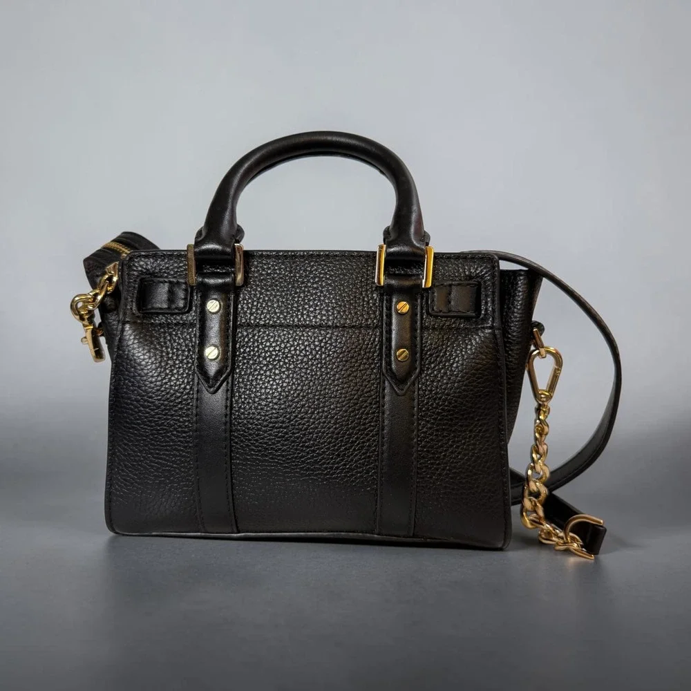 Michael Kors Hamilton Mini Messenger Black Pebbled Leather Studded Crossbody Bag